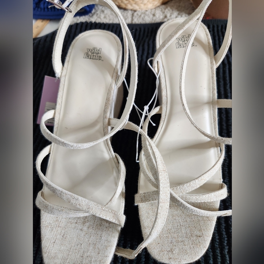 Wild Fable Women's Platform Wedge High Heel Sandals Ankle Strap,Memory Foam